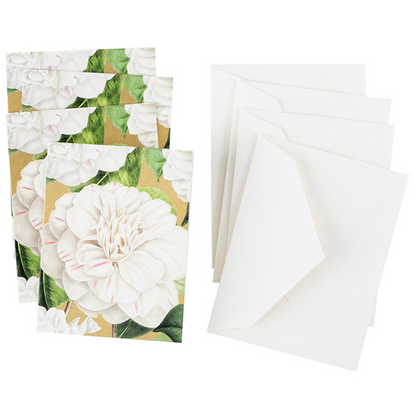 PAQUETE DE 4 TARJETAS CON SOBRE CAMELIA BLANCA