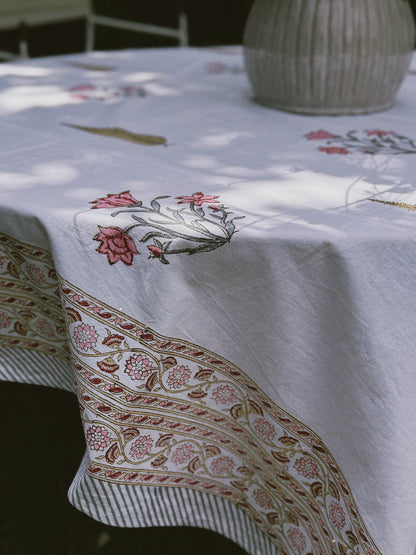MANTEL FLORAL BLOCK PRINT OCRE