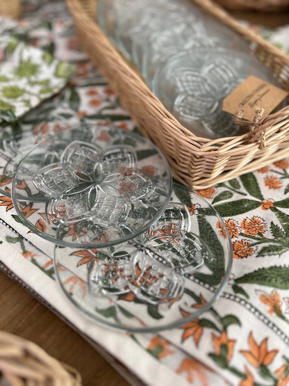 RUSTIC CARVED GLASS BREAD PLATE