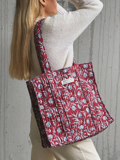BOLSO BLOCK PRINT FLORAL BURDEOS
