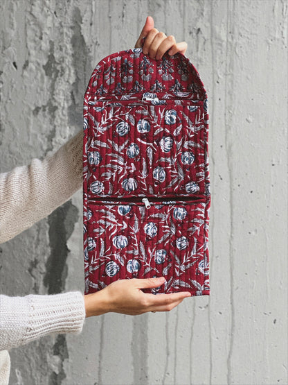 BOLSO BLOCK PRINT FLORAL BURDEOS
