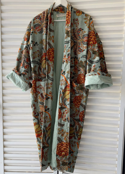 KIMONO EN TERCIOPELO TURQUESA