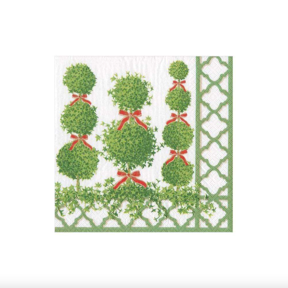 SERVILLETAS DE PAPEL DE CÓCTEL CON MACETA VERDE – PACK DE 20