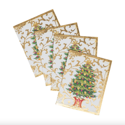 TARJETAS DE REGALO NAVIDEÑAS CON ÁRBOL DORADO – PACK DE 4