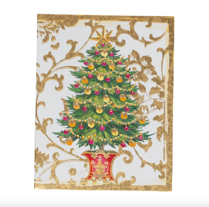 TARJETAS DE REGALO NAVIDEÑAS CON ÁRBOL DORADO – PACK DE 4