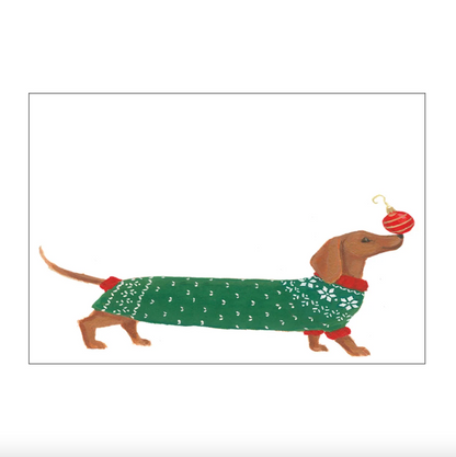TARJETAS MARCA SITIO NAVIDEÑAS CON PERROS SALCHICHA – PACK DE 8