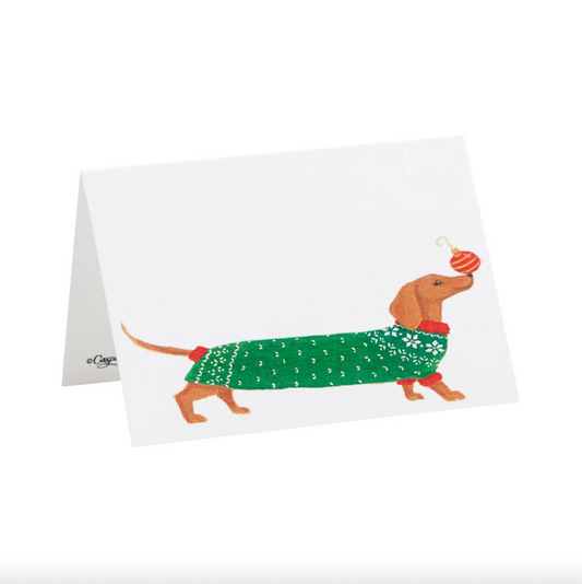 TARJETAS MARCA SITIO NAVIDEÑAS CON PERROS SALCHICHA – PACK DE 8