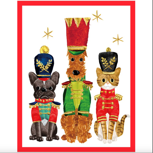 TARJETAS NAVIDEÑAS PARA REGALOS CON SOLDADITOS Y MASCOTAS – PACK DE 4