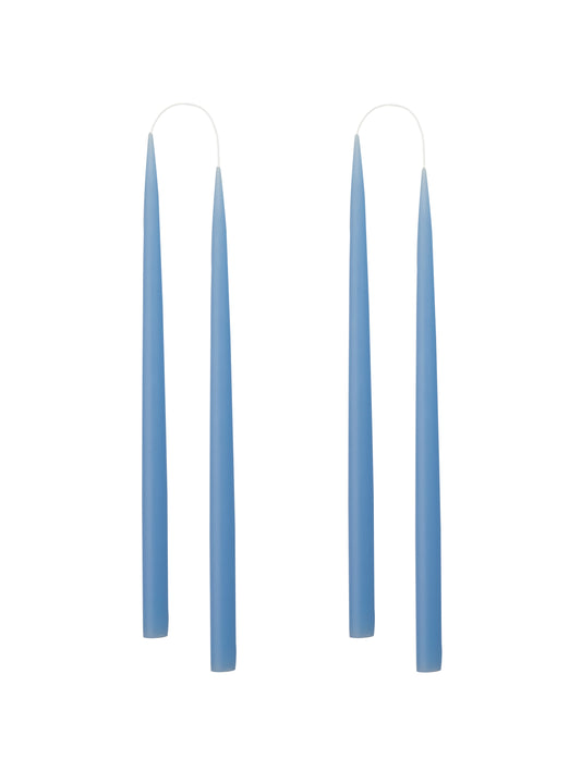 SET OF 2 LIGHT BLUE TALL CONICAL CANDLES
