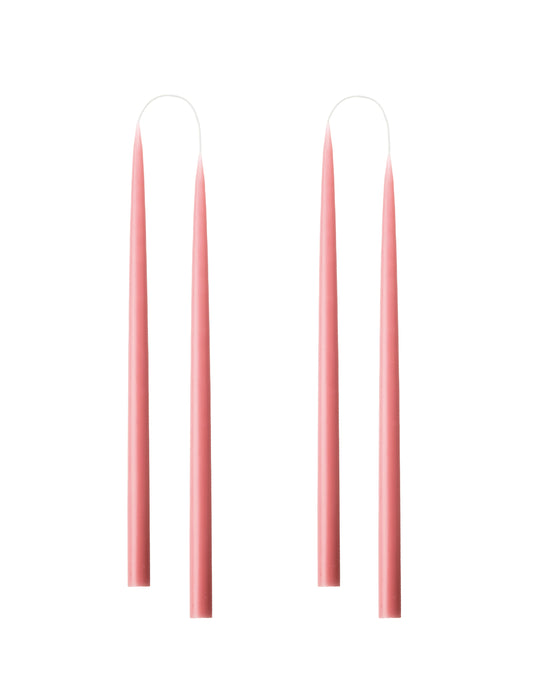 SET OF 2 TALL PINK CONICAL CANDLES