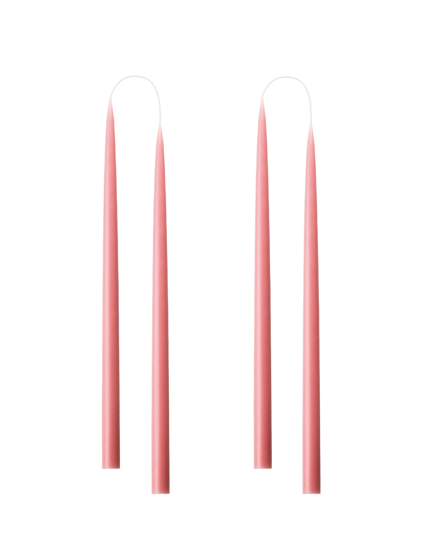 SET OF 2 SMALL PINK CONICAL CANDLES